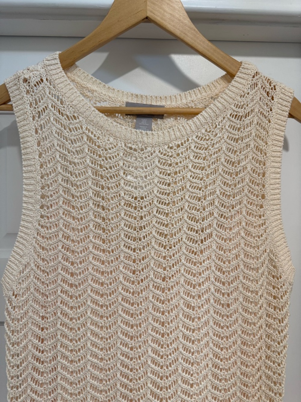H&M Cream Open-Weave Knit Tank Maxi Dress Size Medium - Picture 8 of 8